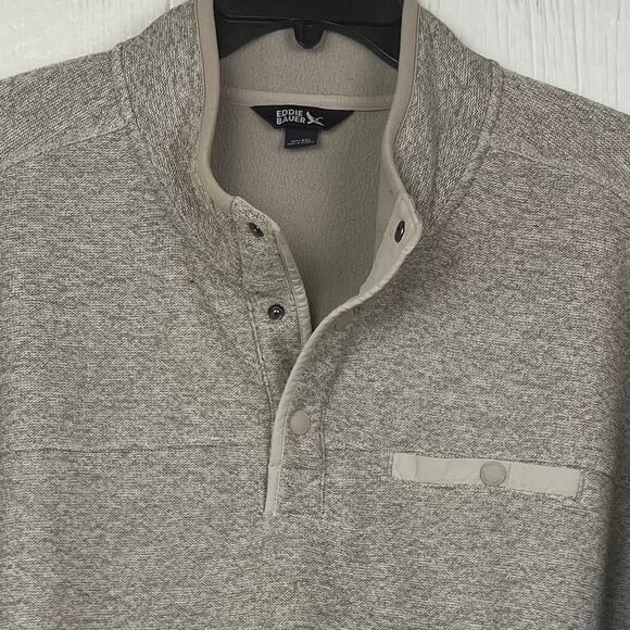 Eddie Bauer quarter snap Pullover Sweater men’s XXL mock collar tan\cream color - Picture 3 of 7